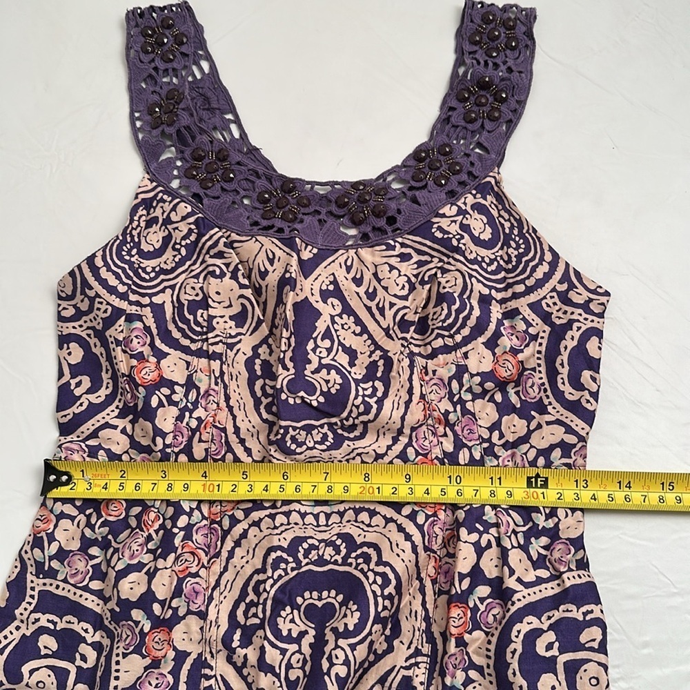 Free People purple crochet beaded sleeveless cocktail dress - Picture 7 of 10